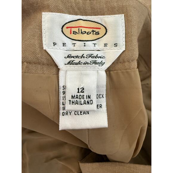 Talbots Wide Leg Italian Stretch Wool Pants Tan 12P - Picture 4 of 5